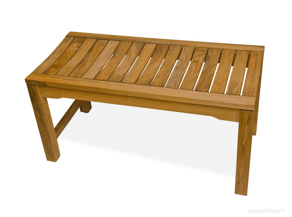 teak backless bench